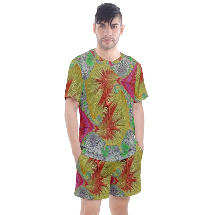 Fractal Artwork Fractal Artwork Men s Mesh Tee and Shorts Set