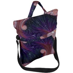 Fractal Art Artwork Design Fold Over Handle Tote Bag by Simbadda