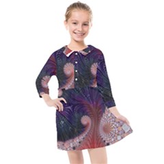 Fractal Art Artwork Design Kids  Quarter Sleeve Shirt Dress