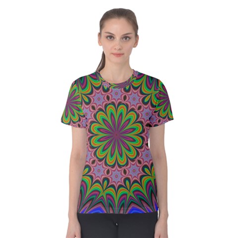 Floral Fractal Star Render Women s Cotton Tee by Simbadda