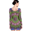 Floral Fractal Star Render Long Sleeve Bodycon Dress View2