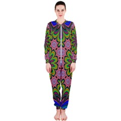 Floral Fractal Star Render Onepiece Jumpsuit (ladies)  by Simbadda