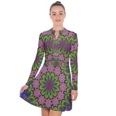 Floral Fractal Star Render Long Sleeve Panel Dress by Simbadda