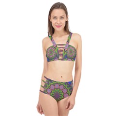 Floral Fractal Star Render Cage Up Bikini Set