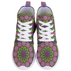 Floral Fractal Star Render Women s Lightweight High Top Sneakers by Simbadda