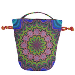 Floral Fractal Star Render Drawstring Bucket Bag