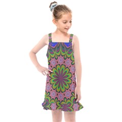 Floral Fractal Star Render Kids  Overall Dress by Simbadda