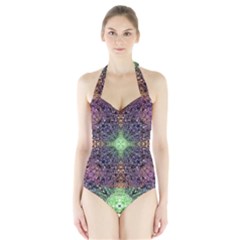 Mandala Carpet Pattern Geometry Halter Swimsuit by Simbadda