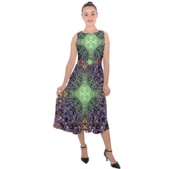 Mandala Carpet Pattern Geometry Midi Tie-back Chiffon Dress by Simbadda