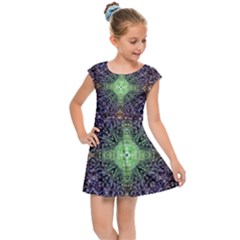 Mandala Carpet Pattern Geometry Kids Cap Sleeve Dress by Simbadda