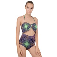 Mandala Carpet Pattern Geometry Scallop Top Cut Out Swimsuit