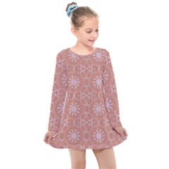 Vintage Abstract Background Mandala Kids  Long Sleeve Dress