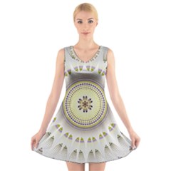 Mandala Fractal Decorative V-neck Sleeveless Dress by Simbadda