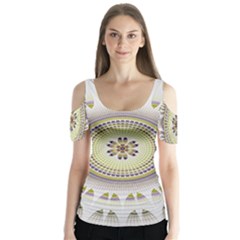 Mandala Fractal Decorative Butterfly Sleeve Cutout Tee 