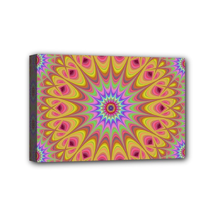 Geometric Flower Oriental Ornament Mini Canvas 6  x 4  (Stretched)