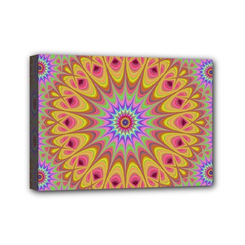 Geometric Flower Oriental Ornament Mini Canvas 7  X 5  (stretched) by Simbadda