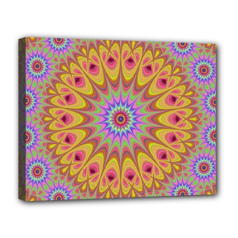 Geometric Flower Oriental Ornament Canvas 14  X 11  (stretched) by Simbadda