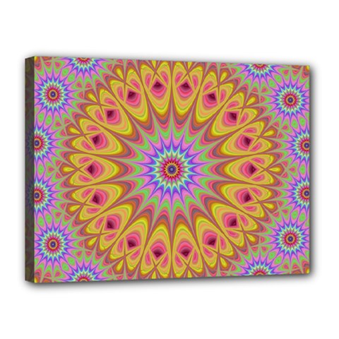 Geometric Flower Oriental Ornament Canvas 16  X 12  (stretched) by Simbadda