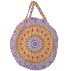 Geometric Flower Oriental Ornament Giant Round Zipper Tote by Simbadda