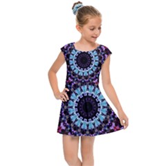 Kaleidoscope Shape Abstract Design Kids Cap Sleeve Dress