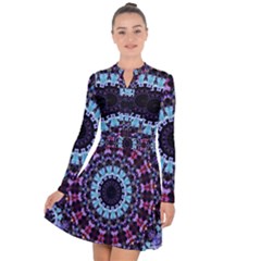 Kaleidoscope Shape Abstract Design Long Sleeve Panel Dress by Simbadda