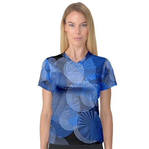 Circle Rings Abstract Optics V-neck Sport Mesh Tee by Simbadda