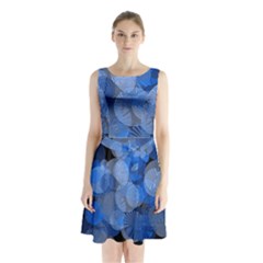 Circle Rings Abstract Optics Sleeveless Waist Tie Chiffon Dress by Simbadda