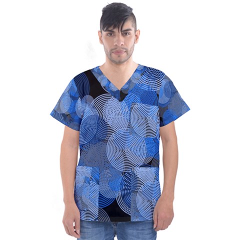 Circle Rings Abstract Optics Men s V-neck Scrub Top by Simbadda