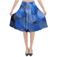 Circle Rings Abstract Optics Flared Midi Skirt by Simbadda