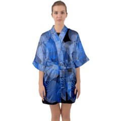 Circle Rings Abstract Optics Quarter Sleeve Kimono Robe by Simbadda