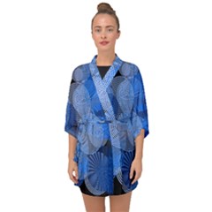 Circle Rings Abstract Optics Half Sleeve Chiffon Kimono by Simbadda