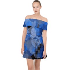 Circle Rings Abstract Optics Off Shoulder Chiffon Dress