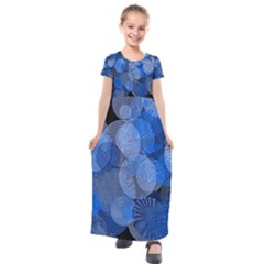 Circle Rings Abstract Optics Kids  Short Sleeve Maxi Dress