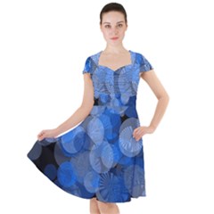 Circle Rings Abstract Optics Cap Sleeve Midi Dress by Simbadda