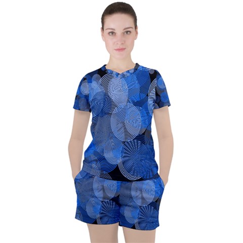 Circle Rings Abstract Optics Women s Tee And Shorts Set by Simbadda