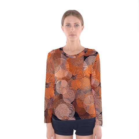 Circle Rings Abstract Optics Women s Long Sleeve Tee by Simbadda