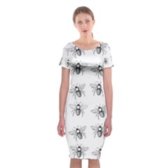 Pop Art  Bee Pattern Classic Short Sleeve Midi Dress by Valentinaart