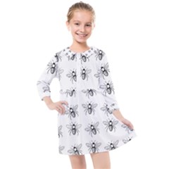 Pop Art  Bee Pattern Kids  Quarter Sleeve Shirt Dress by Valentinaart