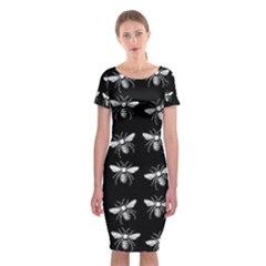 Pop Art  Bee Pattern Classic Short Sleeve Midi Dress by Valentinaart