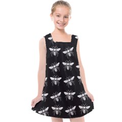 Pop Art  Bee Pattern Kids  Cross Back Dress