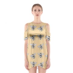 Pop Art  Bee Pattern Shoulder Cutout One Piece Dress by Valentinaart