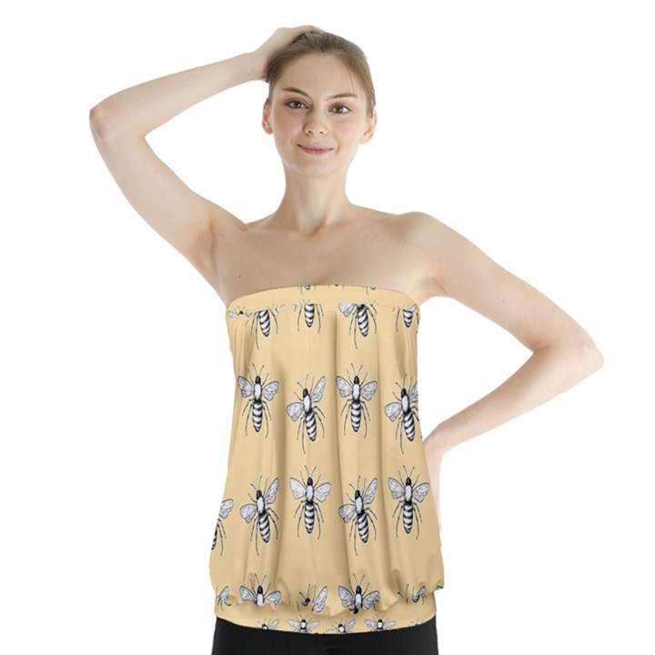 Pop Art  Bee Pattern Strapless Top