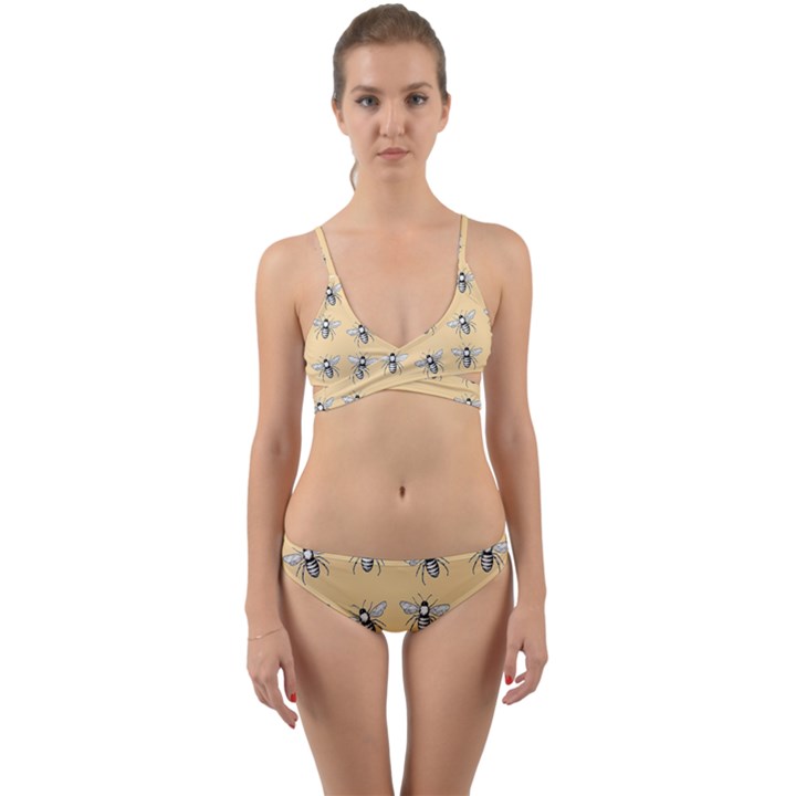 Pop Art  Bee Pattern Wrap Around Bikini Set