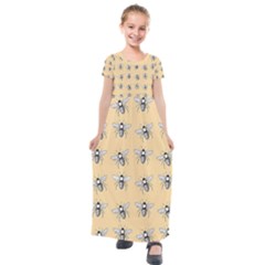 Pop Art  Bee Pattern Kids  Short Sleeve Maxi Dress by Valentinaart