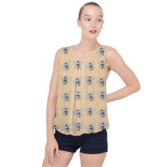 Pop Art  Bee Pattern Bubble Hem Chiffon Tank Top by Valentinaart