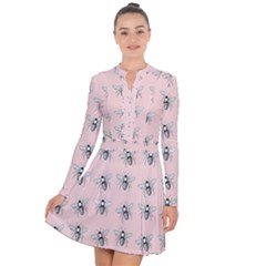 Pop Art  Bee Pattern Long Sleeve Panel Dress by Valentinaart