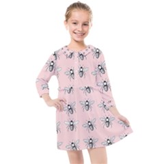 Pop Art  Bee Pattern Kids  Quarter Sleeve Shirt Dress by Valentinaart