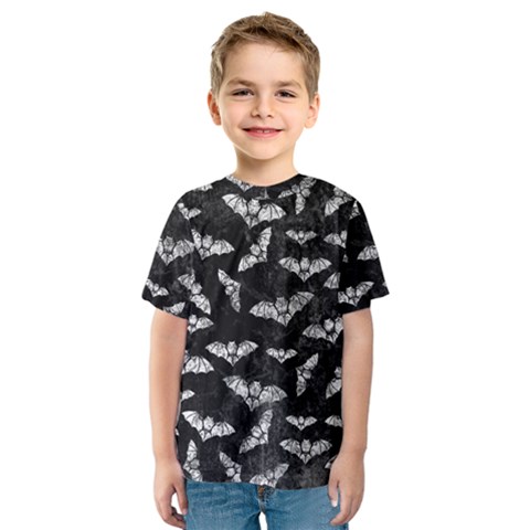 Vintage Halloween Bat Pattern Kids  Sport Mesh Tee by Valentinaart