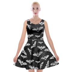 Vintage Halloween Bat Pattern Velvet Skater Dress by Valentinaart