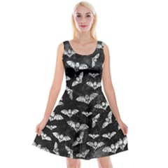 Vintage Halloween Bat Pattern Reversible Velvet Sleeveless Dress